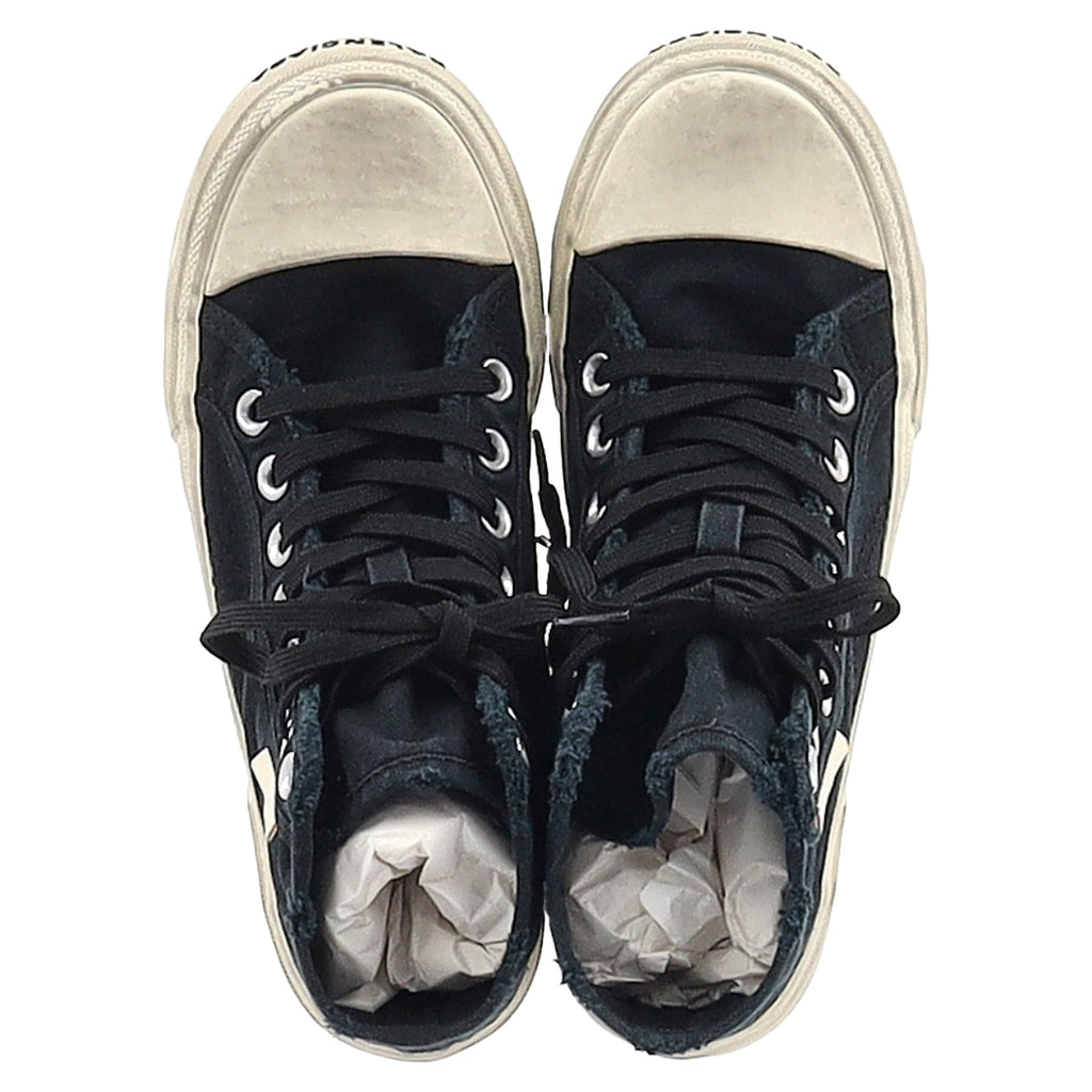 Balenciaga Distressed Paris High Top Sneakers in Black Canvas