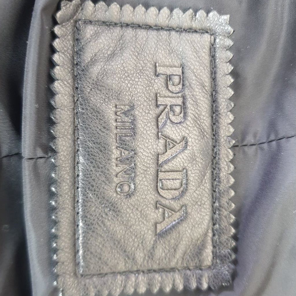 Prada Hidden Closure Trench Coat in Black Lamb Leather