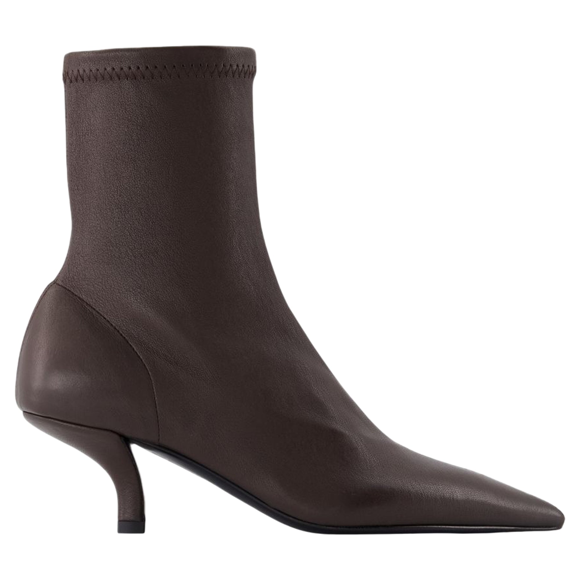 Sock Ankle Boots - TOTEME - Leather - Brown