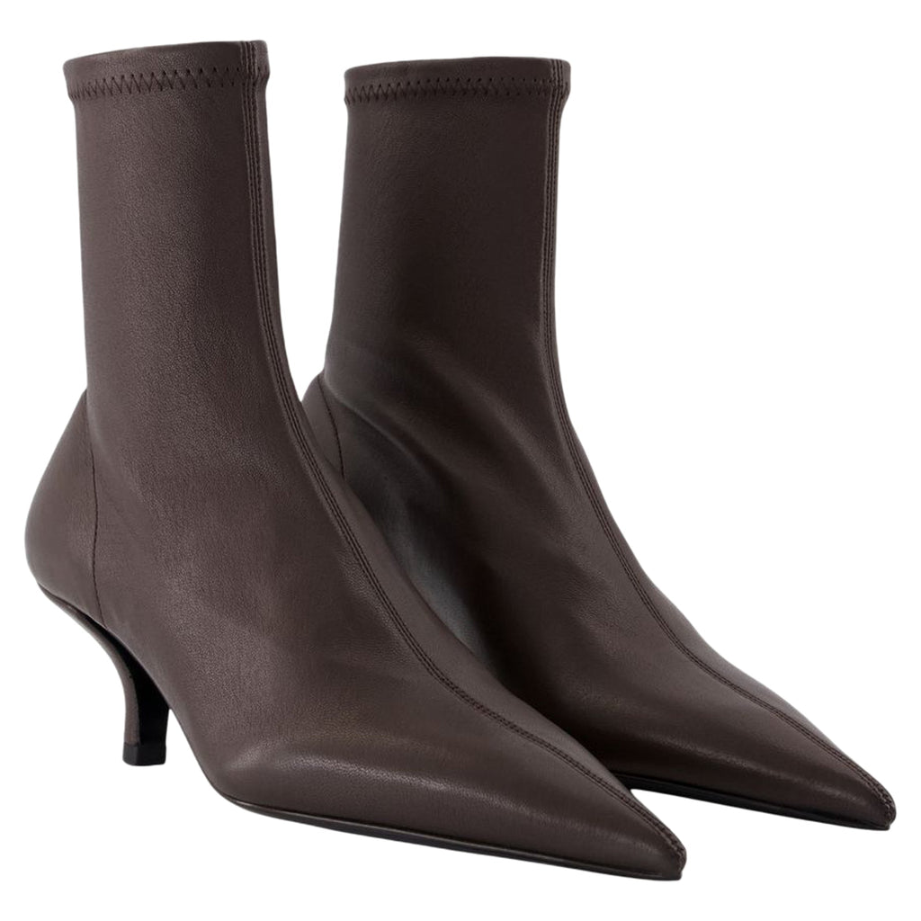 Sock Ankle Boots - TOTEME - Leather - Brown