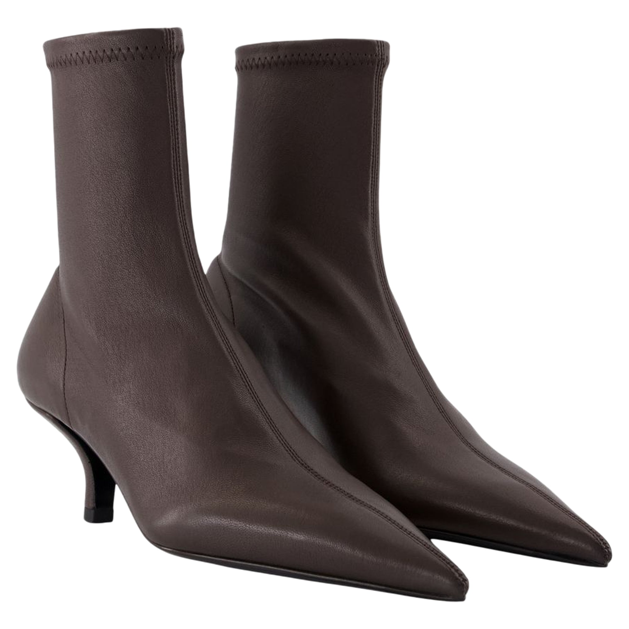 Sock Ankle Boots - TOTEME - Leather - Brown