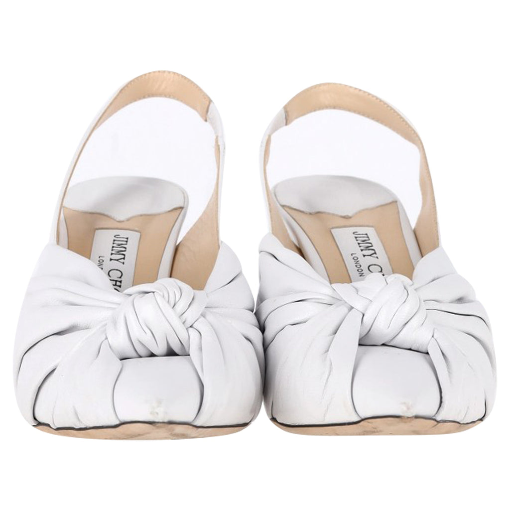 Jimmy Choo Annabell Slingback Sandals in White Leather