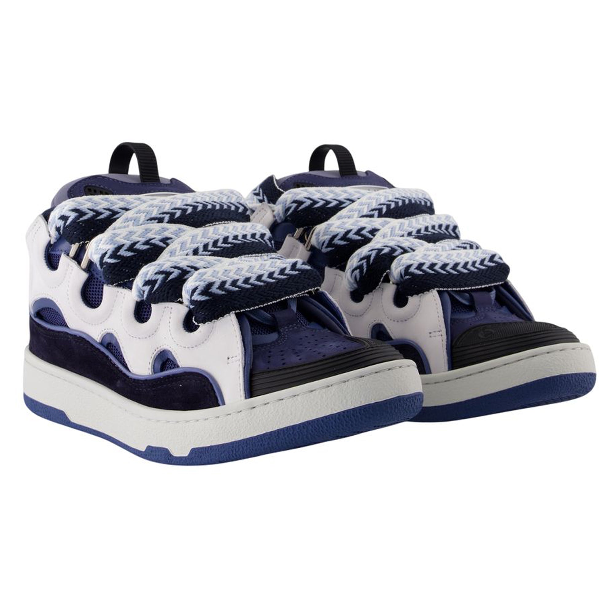 Women's Curb Sneakers - Lanvin - Synthetic - Black/Blue