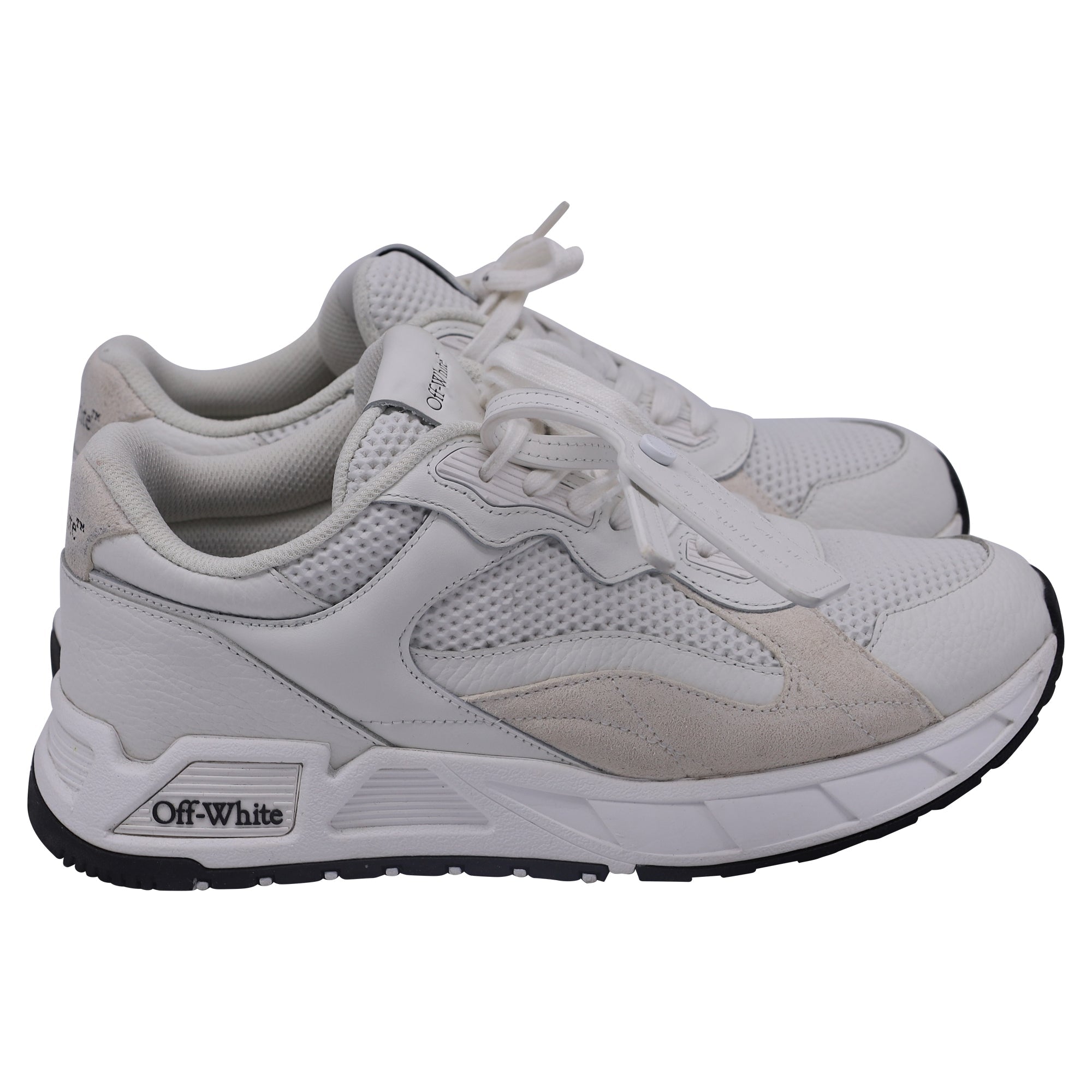 Off-White Kick-Off Runner Sneakers in White Leather and Polyester