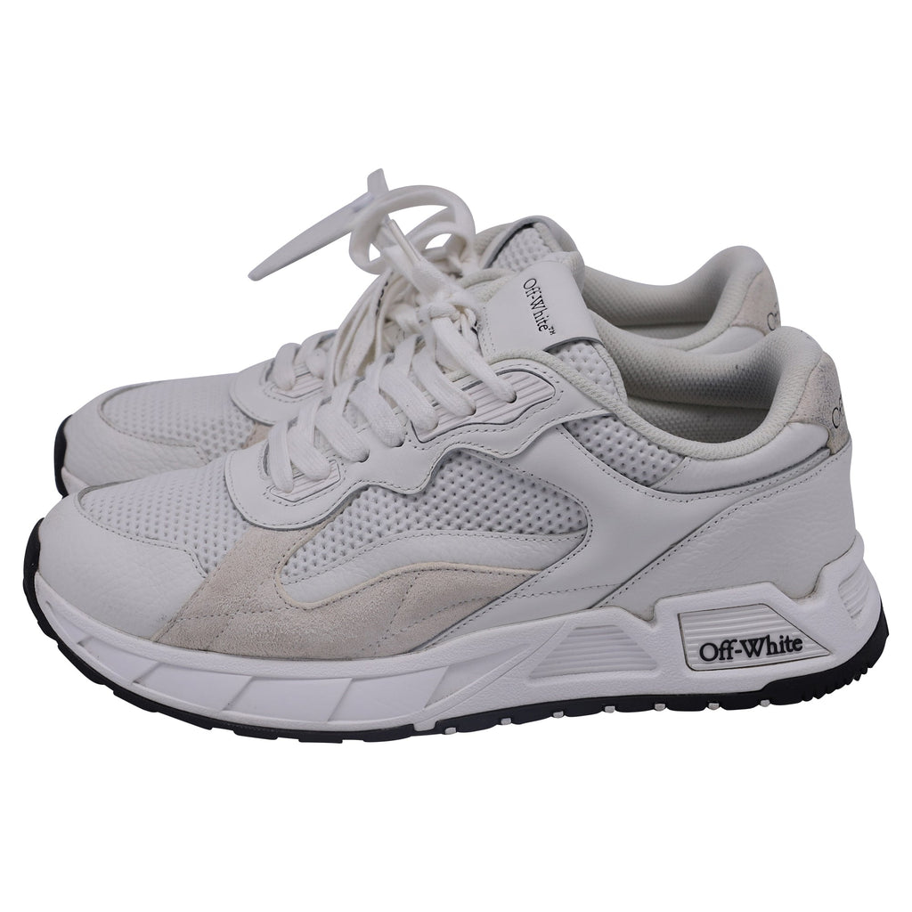 Off-White Kick-Off Runner Sneakers in White Leather and Polyester
