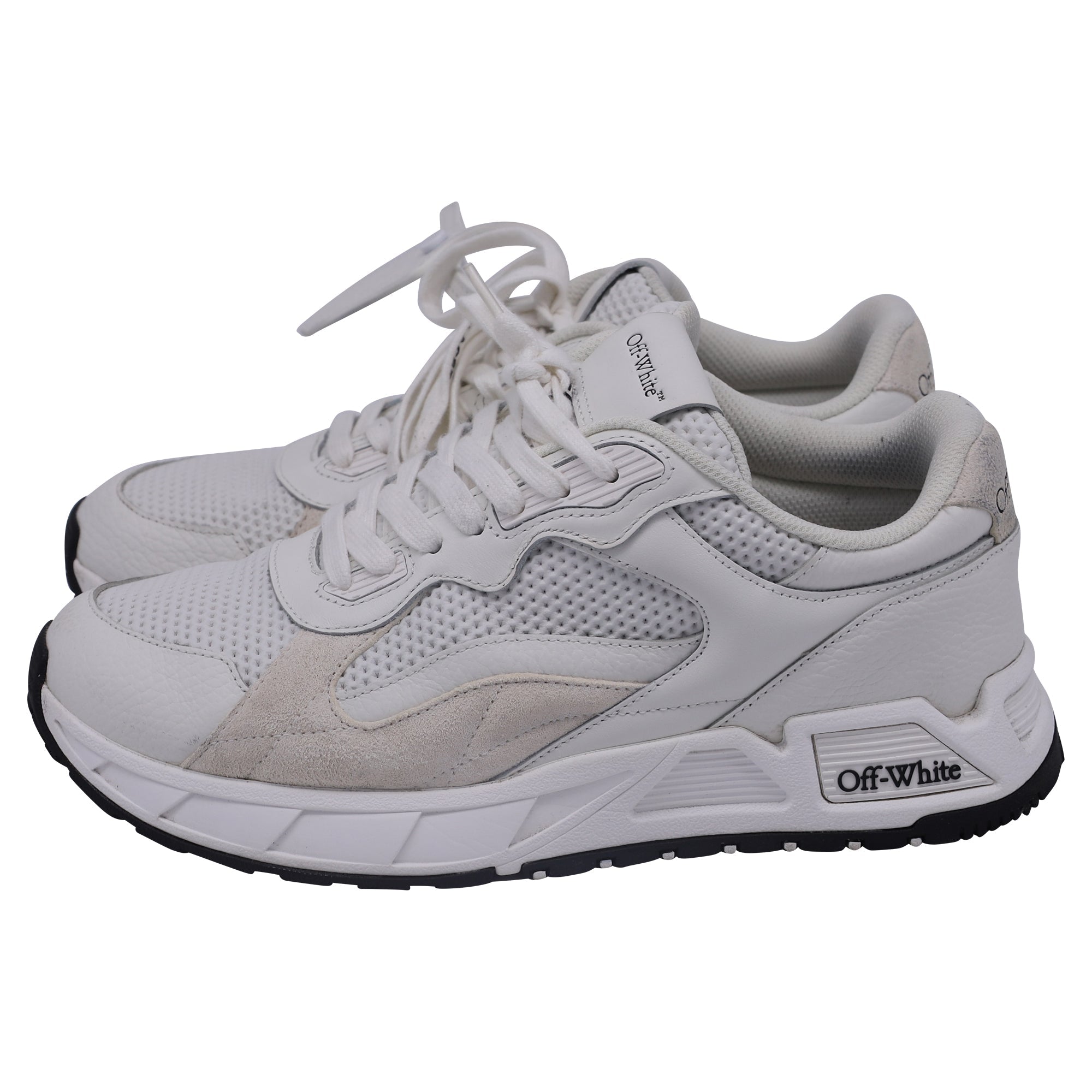 Off-White Kick-Off Runner Sneakers in White Leather and Polyester
