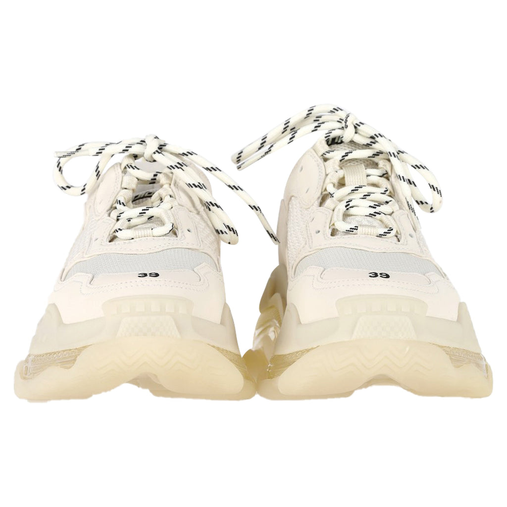 Women's Balenciaga Triple S Clear Sole Sneakers in Cream Polyester