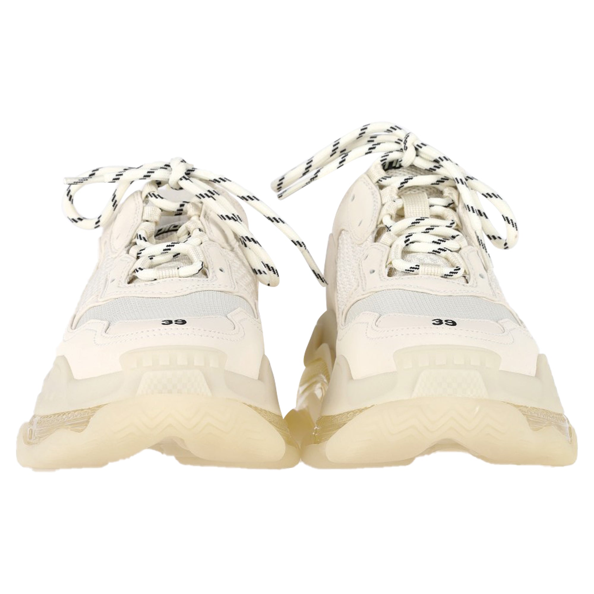 Women's Balenciaga Triple S Clear Sole Sneakers in Cream Polyester