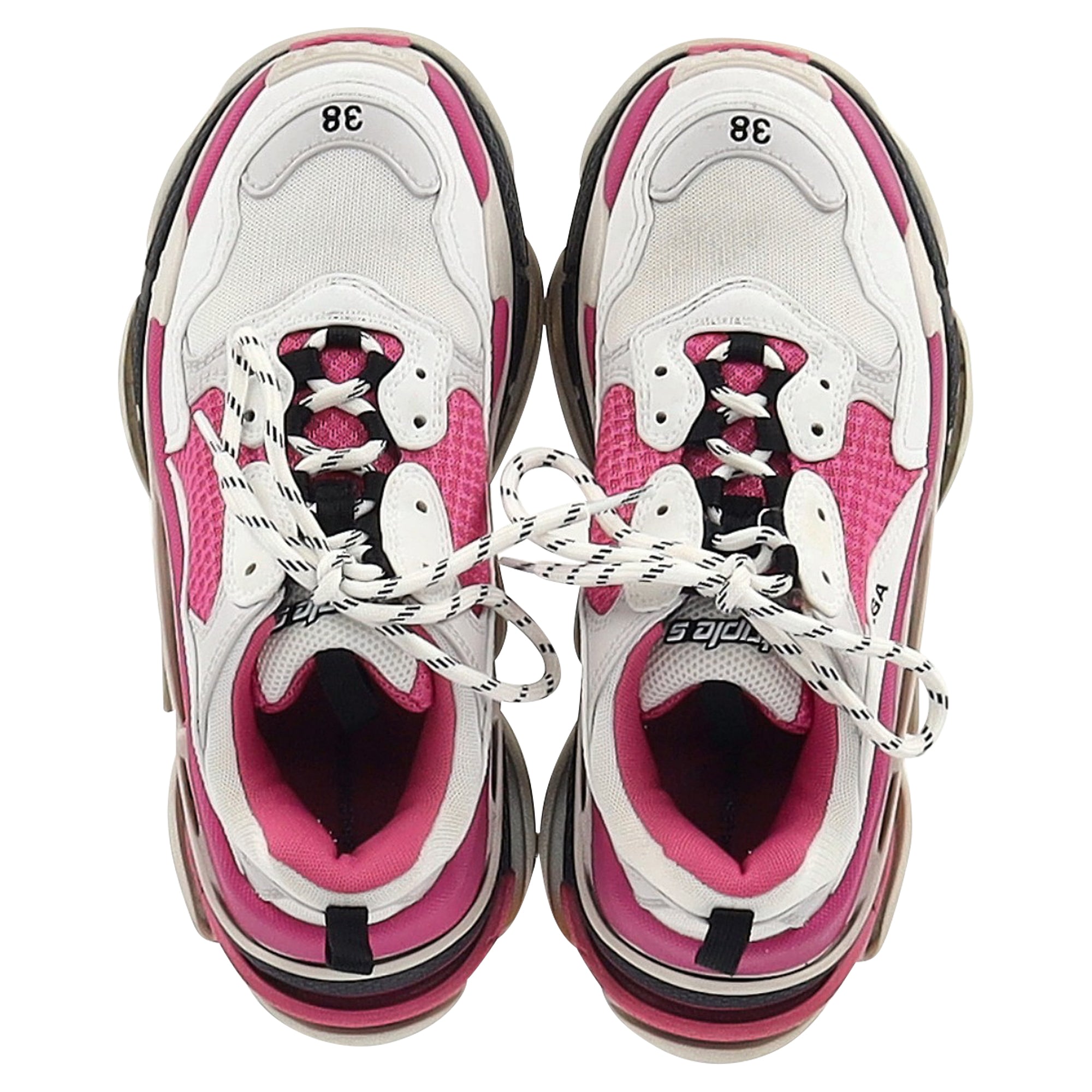 Women's Balenciaga Triple S Sneakers in Pink and White Polyester