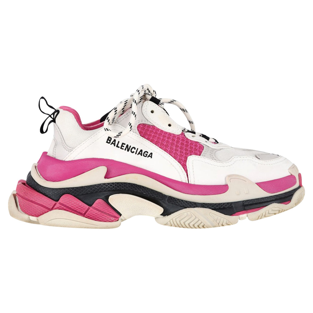 Women's Balenciaga Triple S Sneakers in Pink and White Polyester