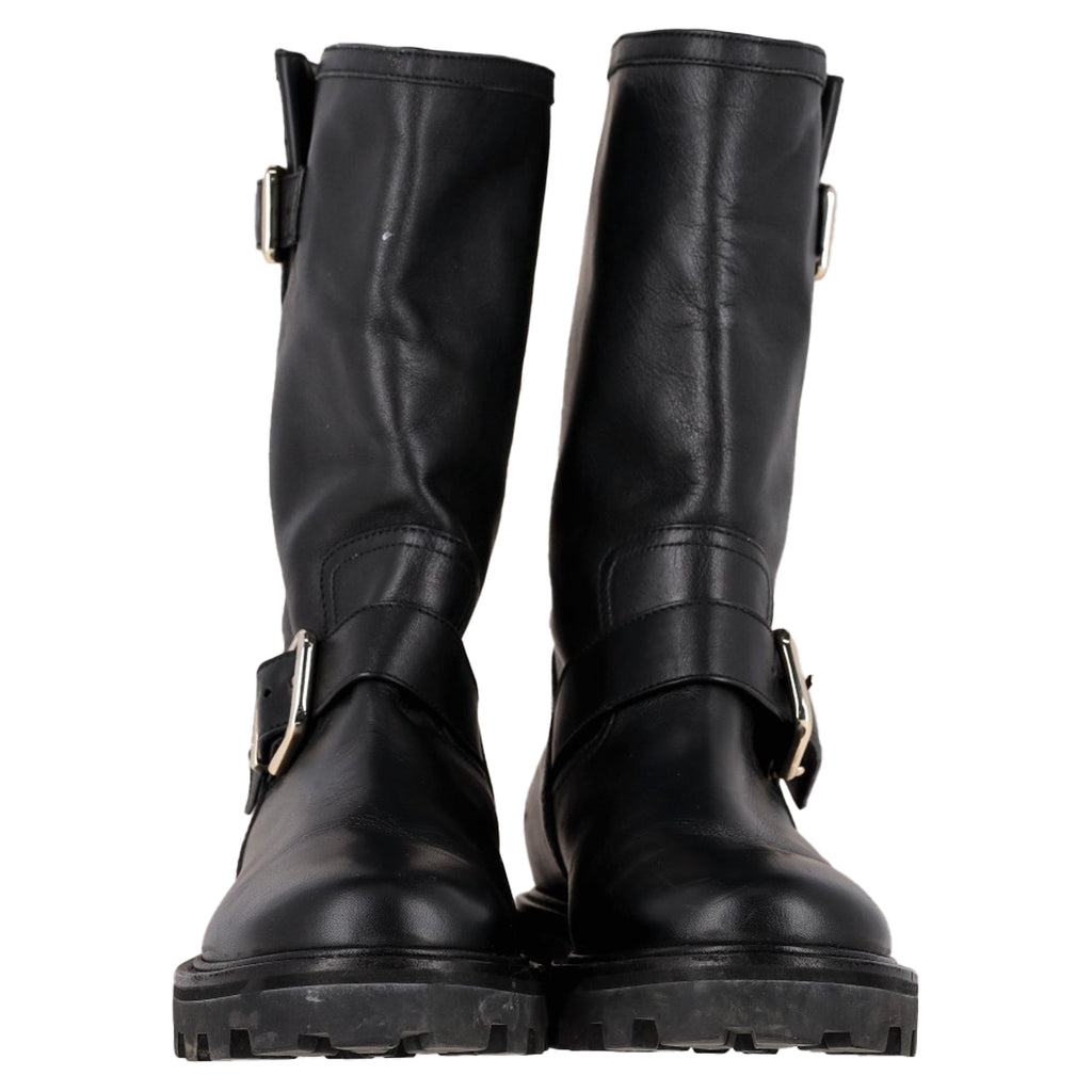 Jimmy Choo Biker II Combat Boots in Black Leather