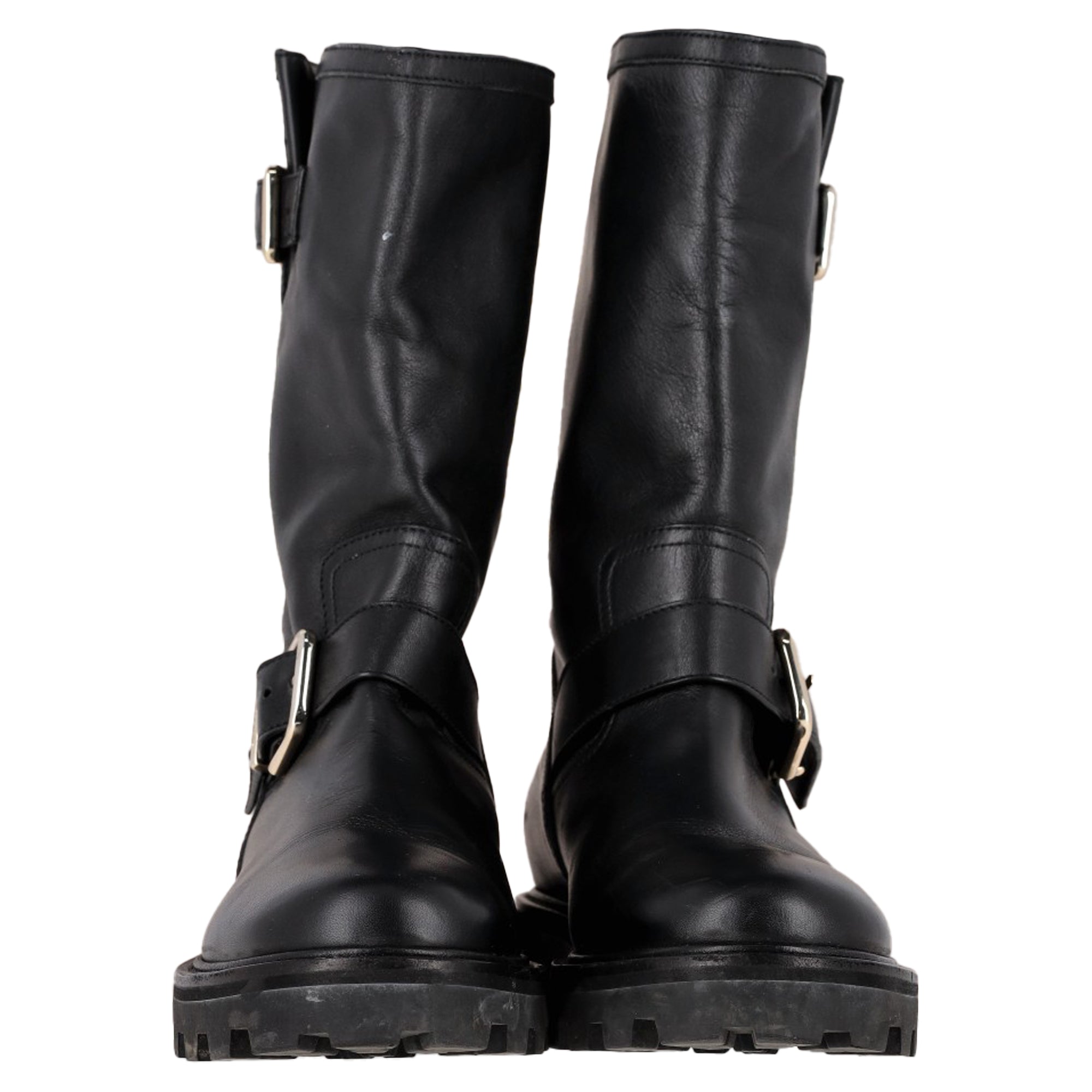 Jimmy Choo Biker II Combat Boots in Black Leather