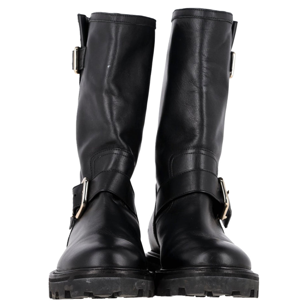 Jimmy Choo Biker II Combat Boots in Black Leather