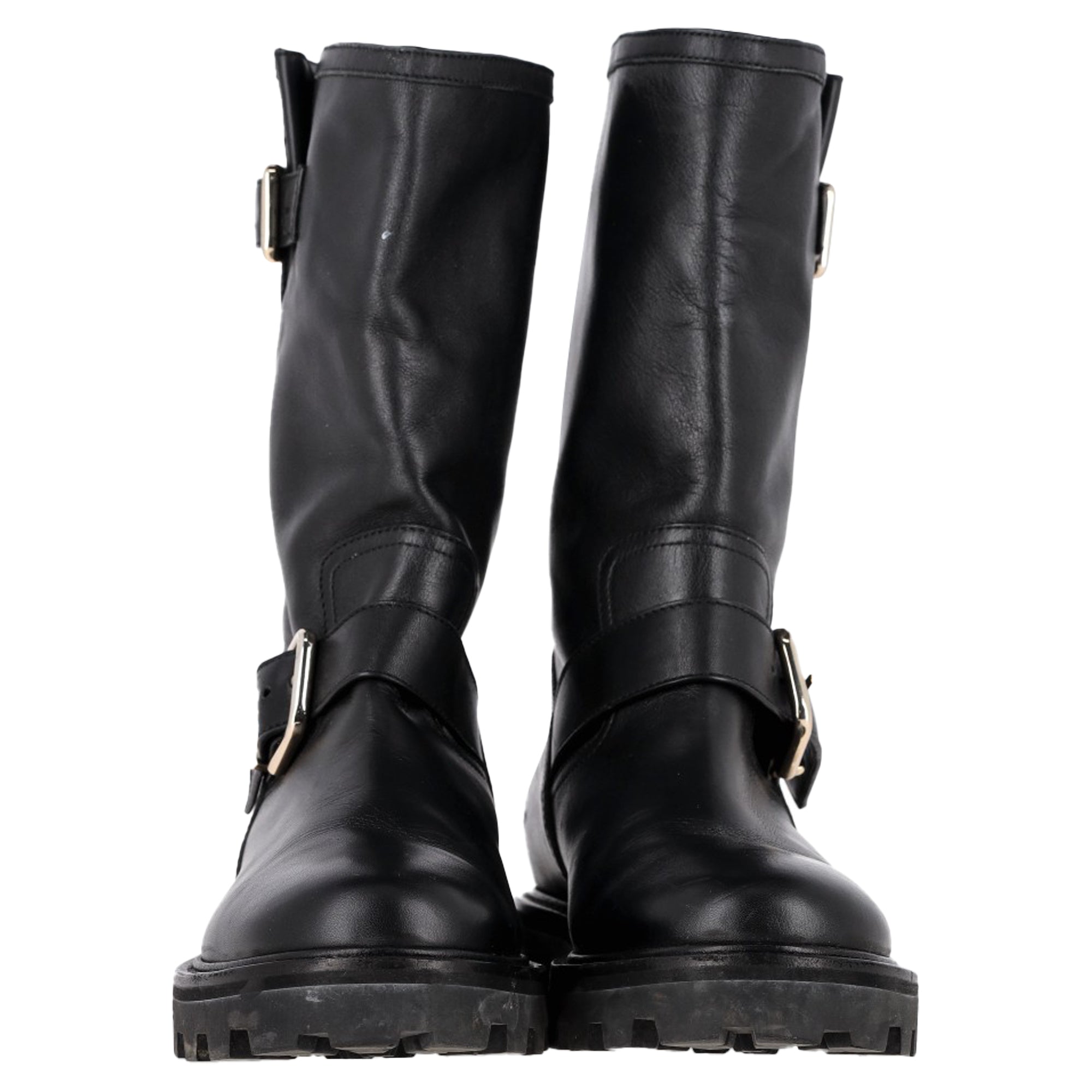 Jimmy Choo Biker II Combat Boots in Black Leather