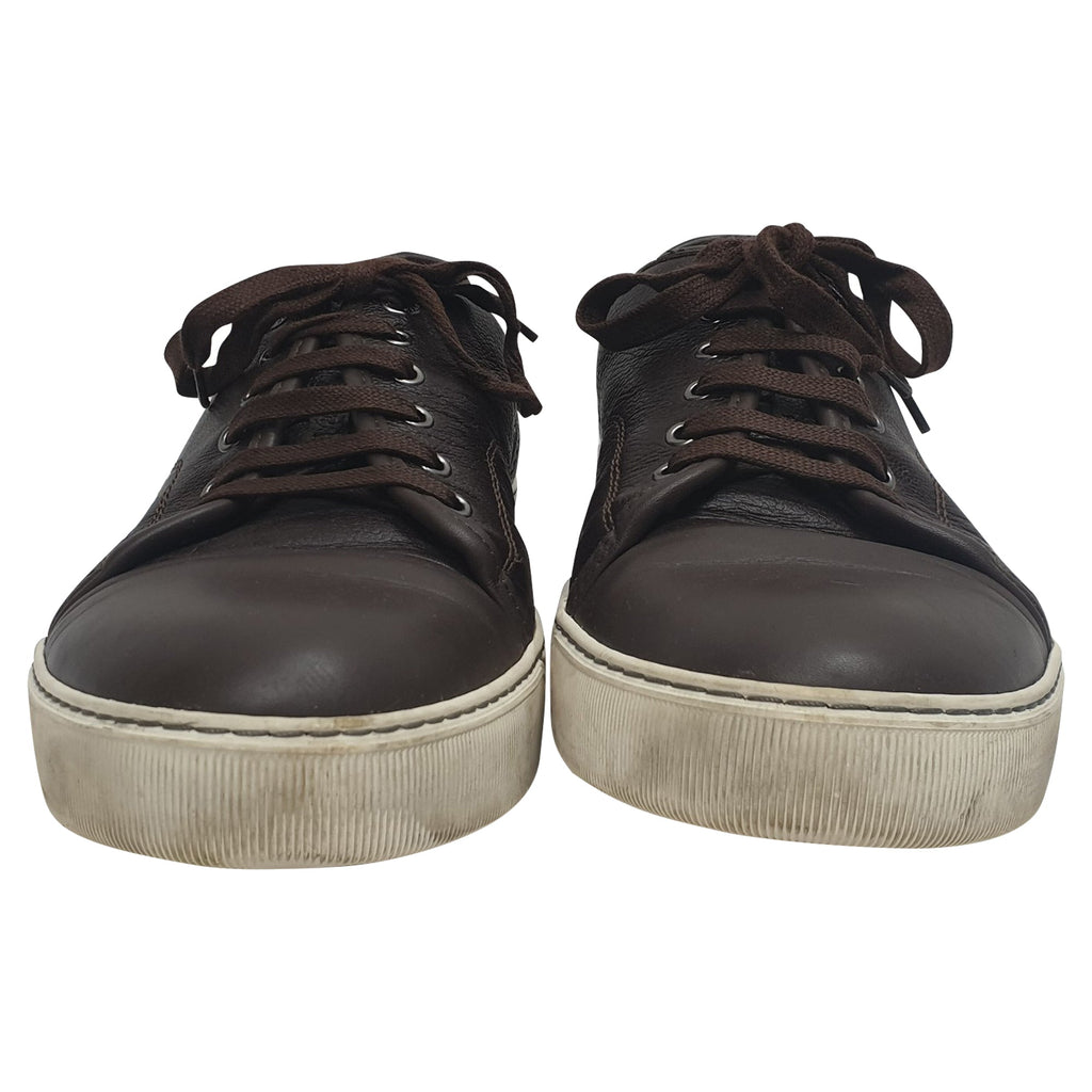Lanvin Low Top Sneakers in Brown Leather