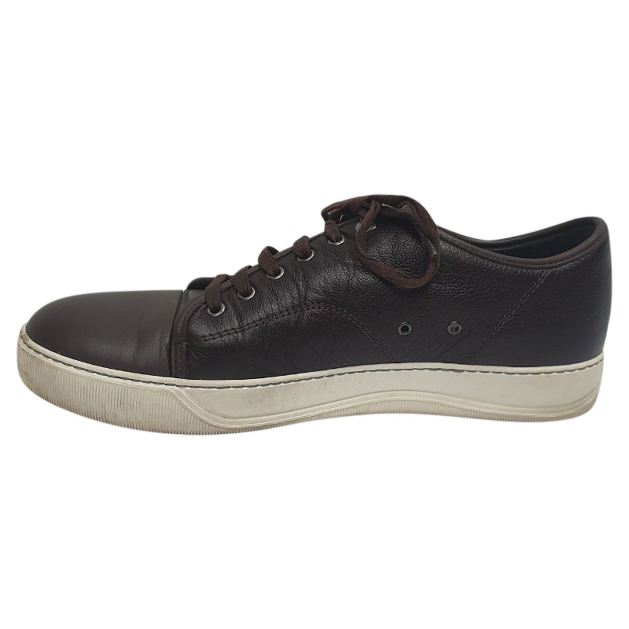 Lanvin Low Top Sneakers in Brown Leather