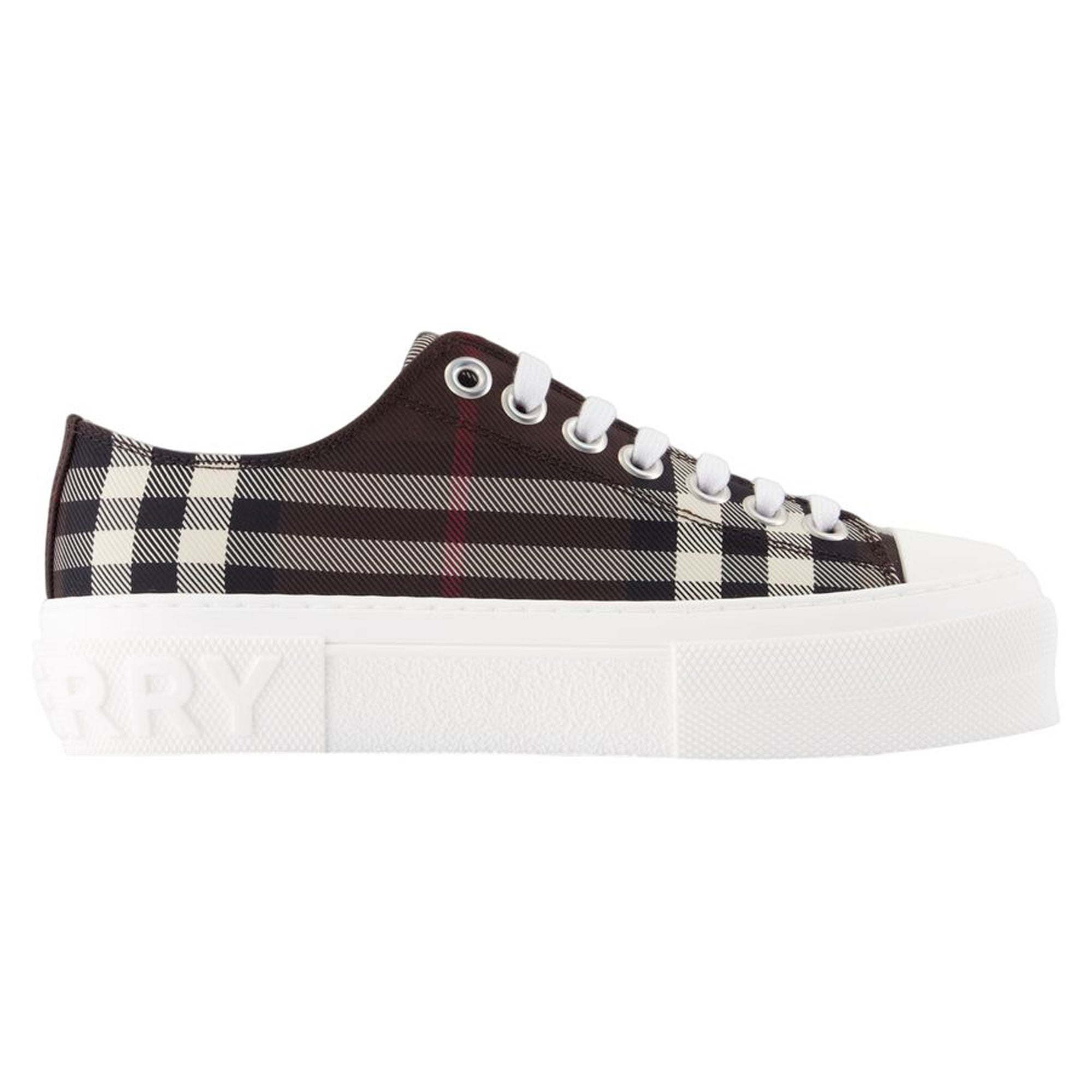 Jack Large Check Sneakers - Burberry - Nylon - Brown