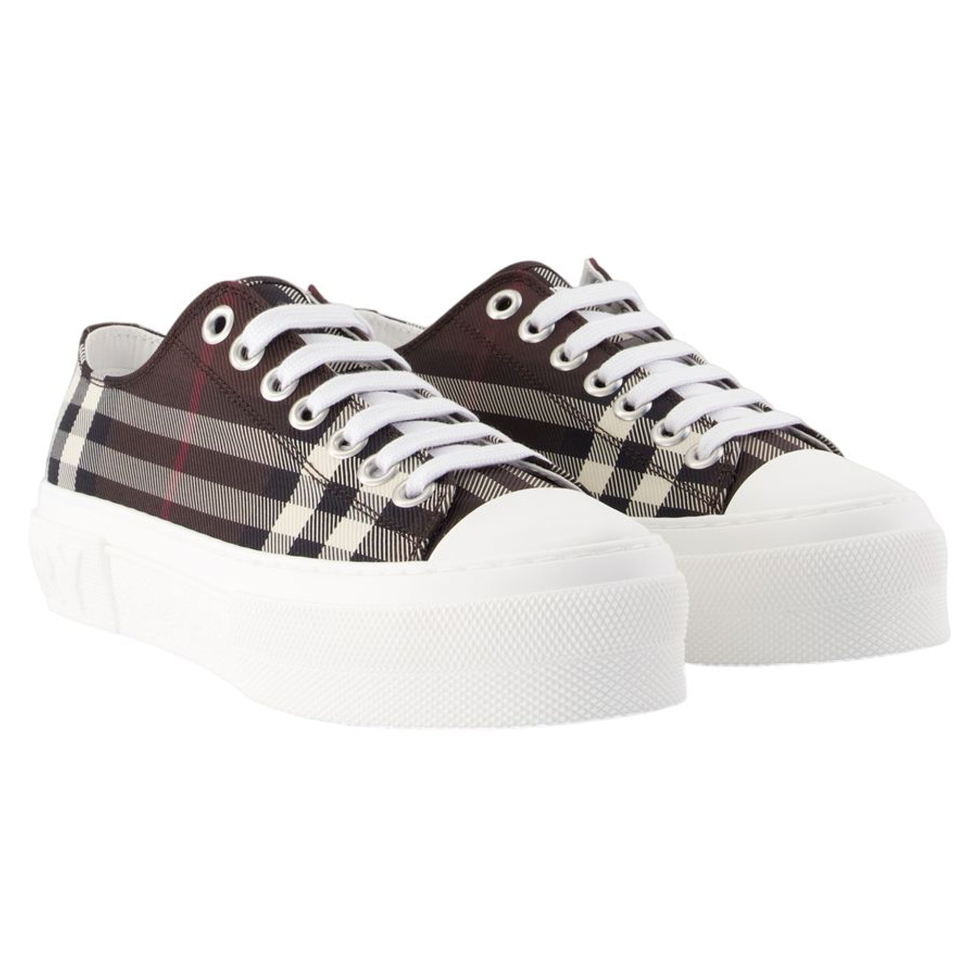 Jack Large Check Sneakers - Burberry - Nylon - Brown