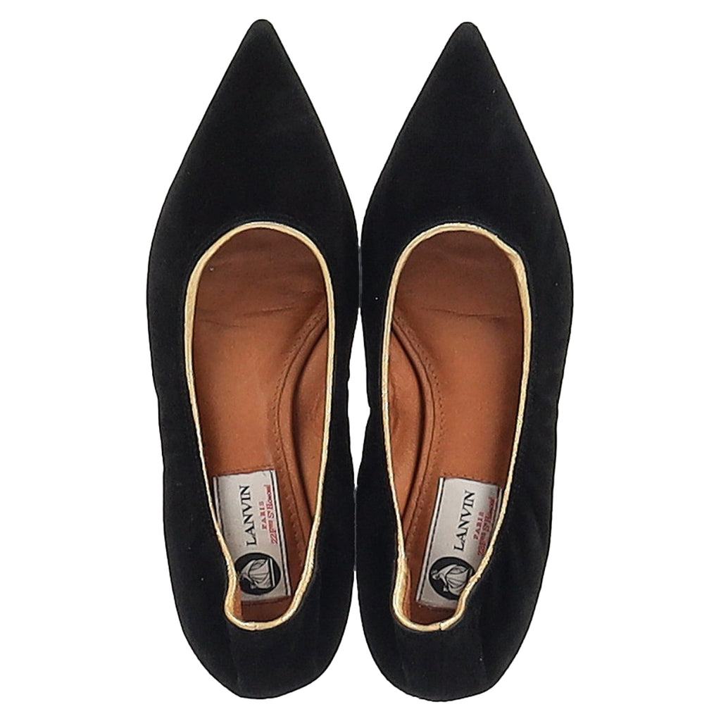 Women's Lanvin Pointed Flats in Black Suede