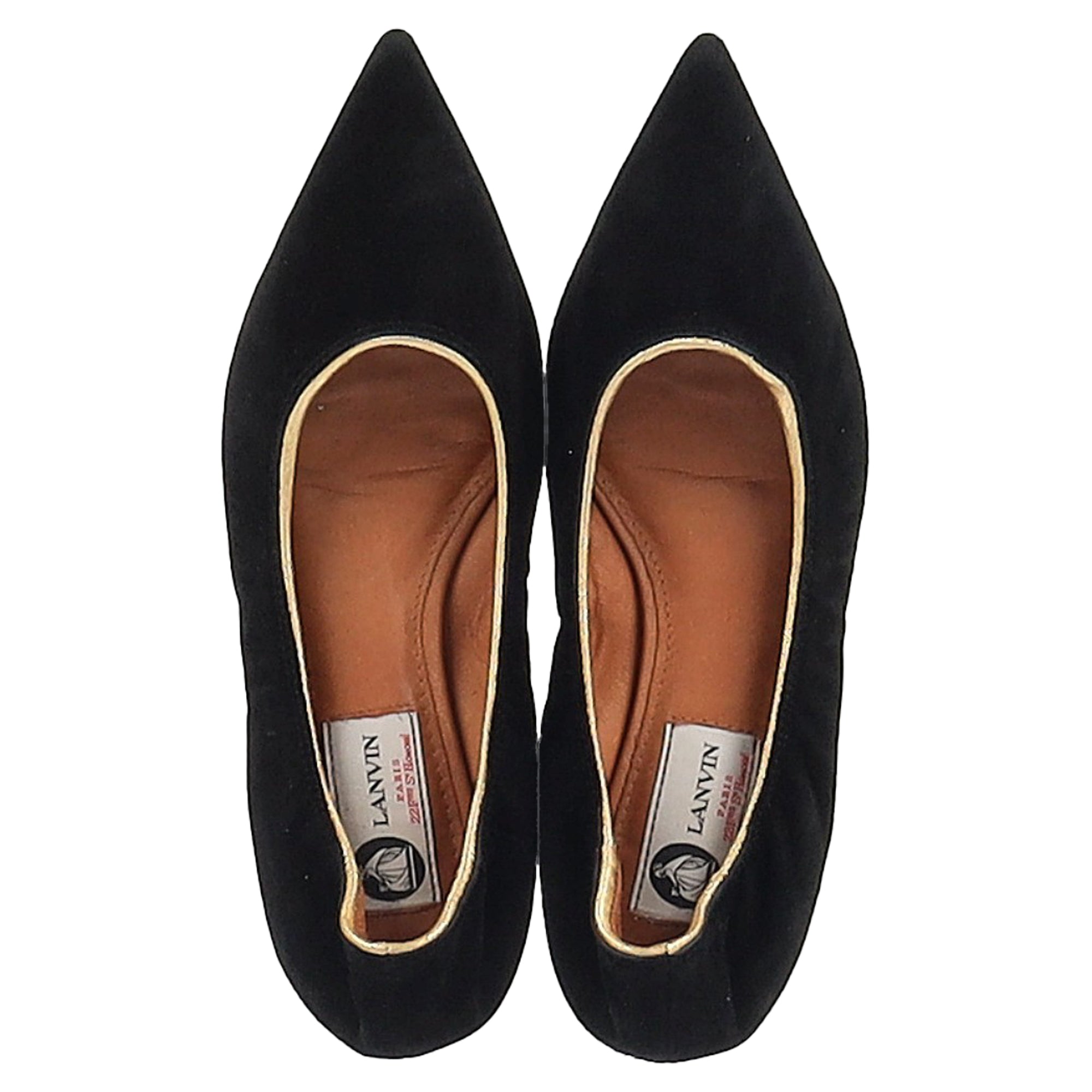 Women's Lanvin Pointed Flats in Black Suede