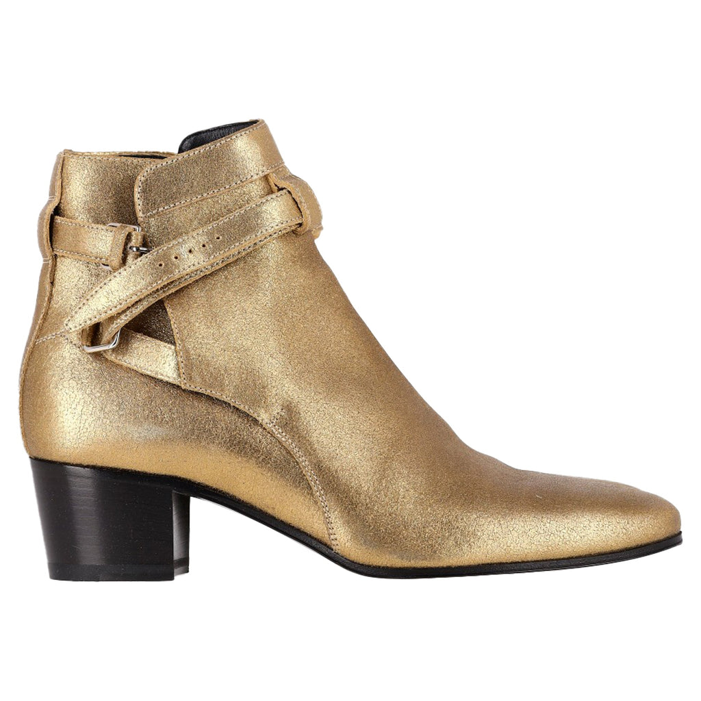 Saint Laurent Wyatt 40 Jodhpur Ankle Boots in Gold Leather