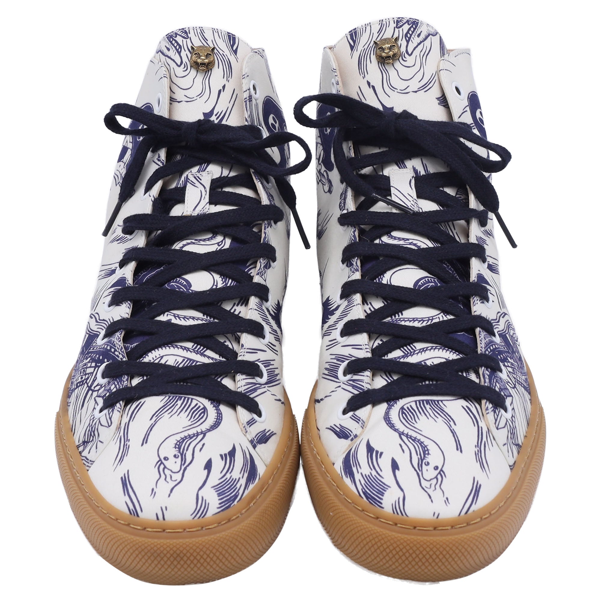 Gucci x Disney Sea Storm Printed High-Top Sneakers in White Canvas