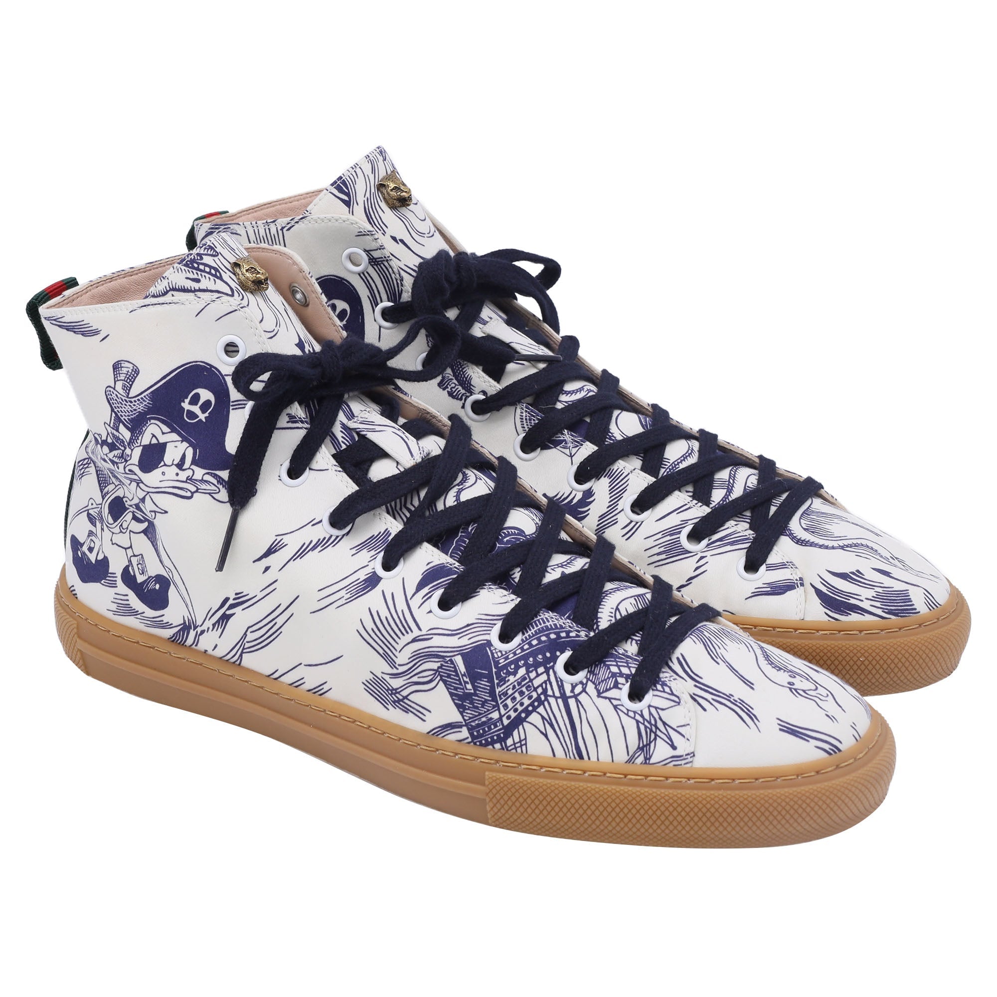 Gucci x Disney Sea Storm Printed High-Top Sneakers in White Canvas