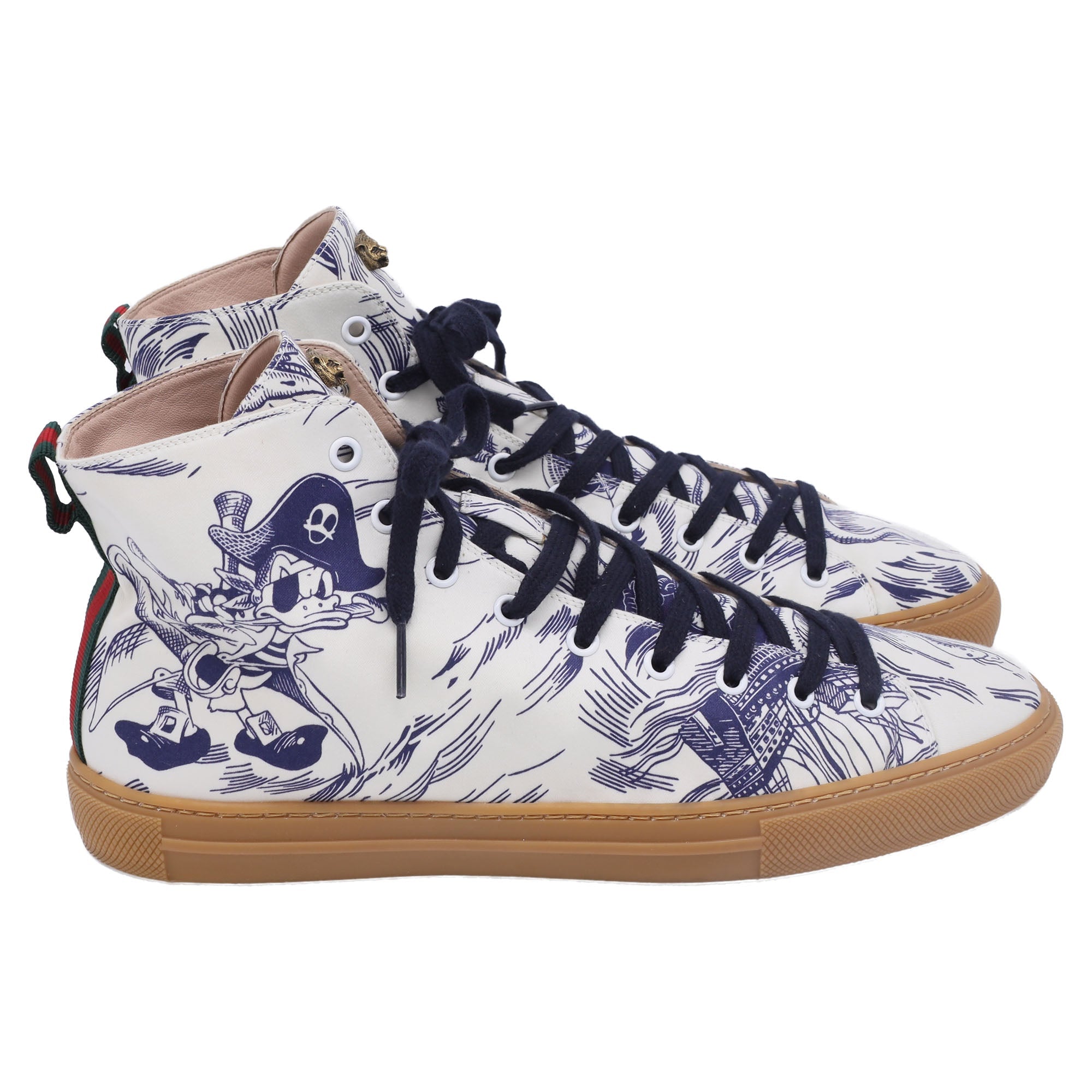 Gucci x Disney Sea Storm Printed High-Top Sneakers in White Canvas