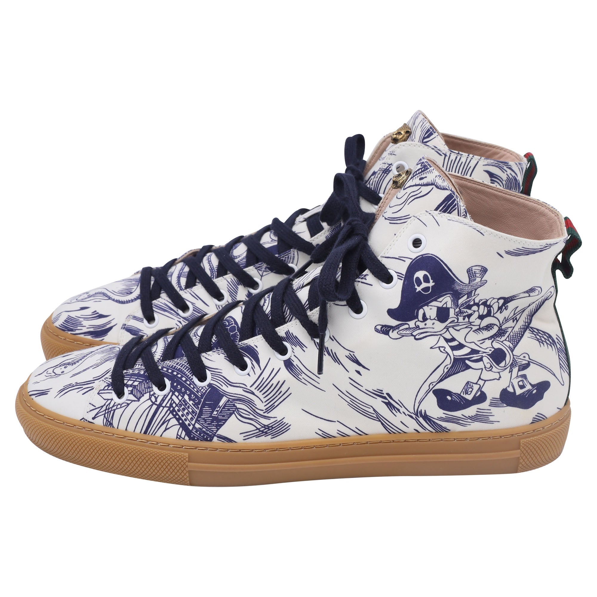 Gucci x Disney Sea Storm Printed High-Top Sneakers in White Canvas