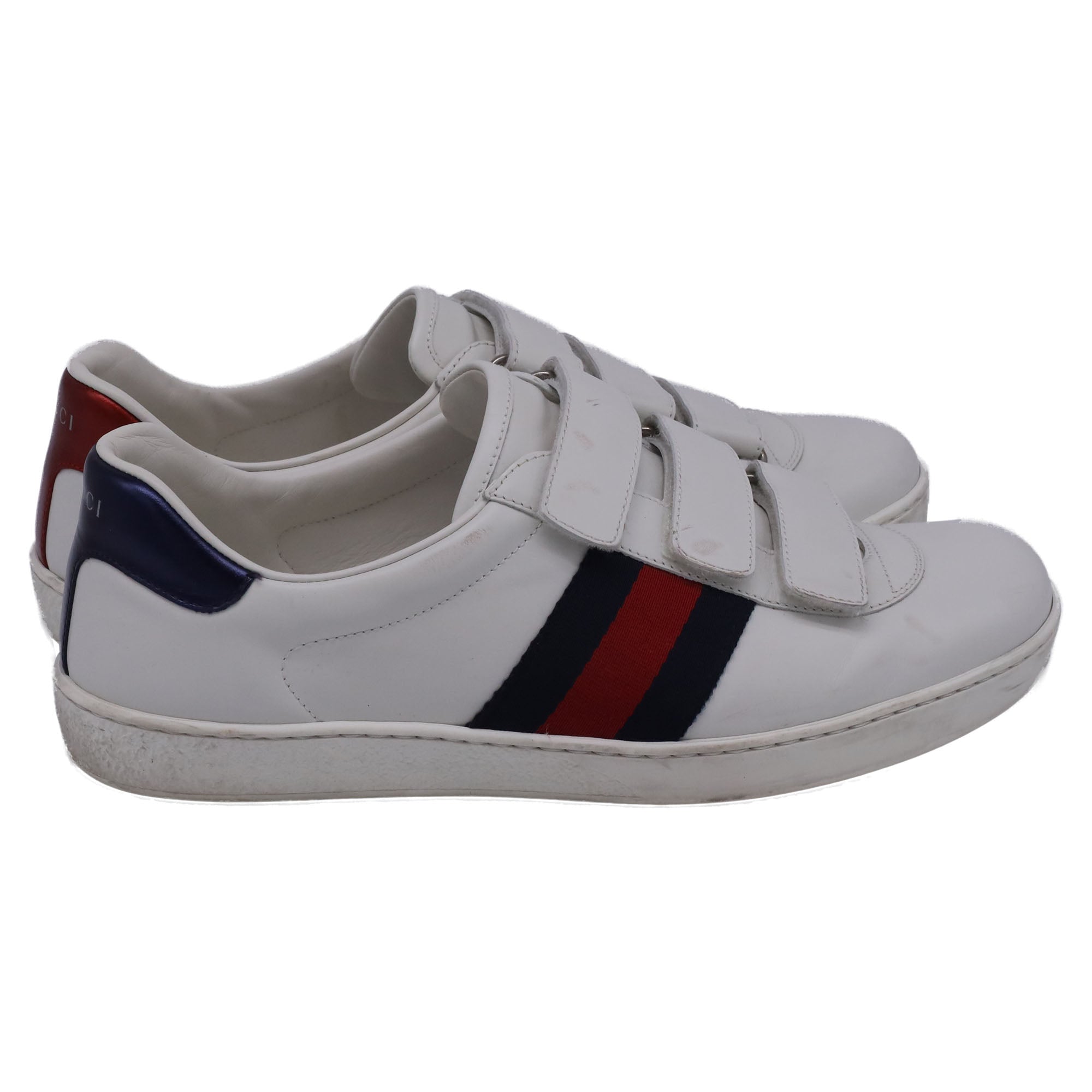 Gucci Ace Grip Low-Top Sneakers in White Leather