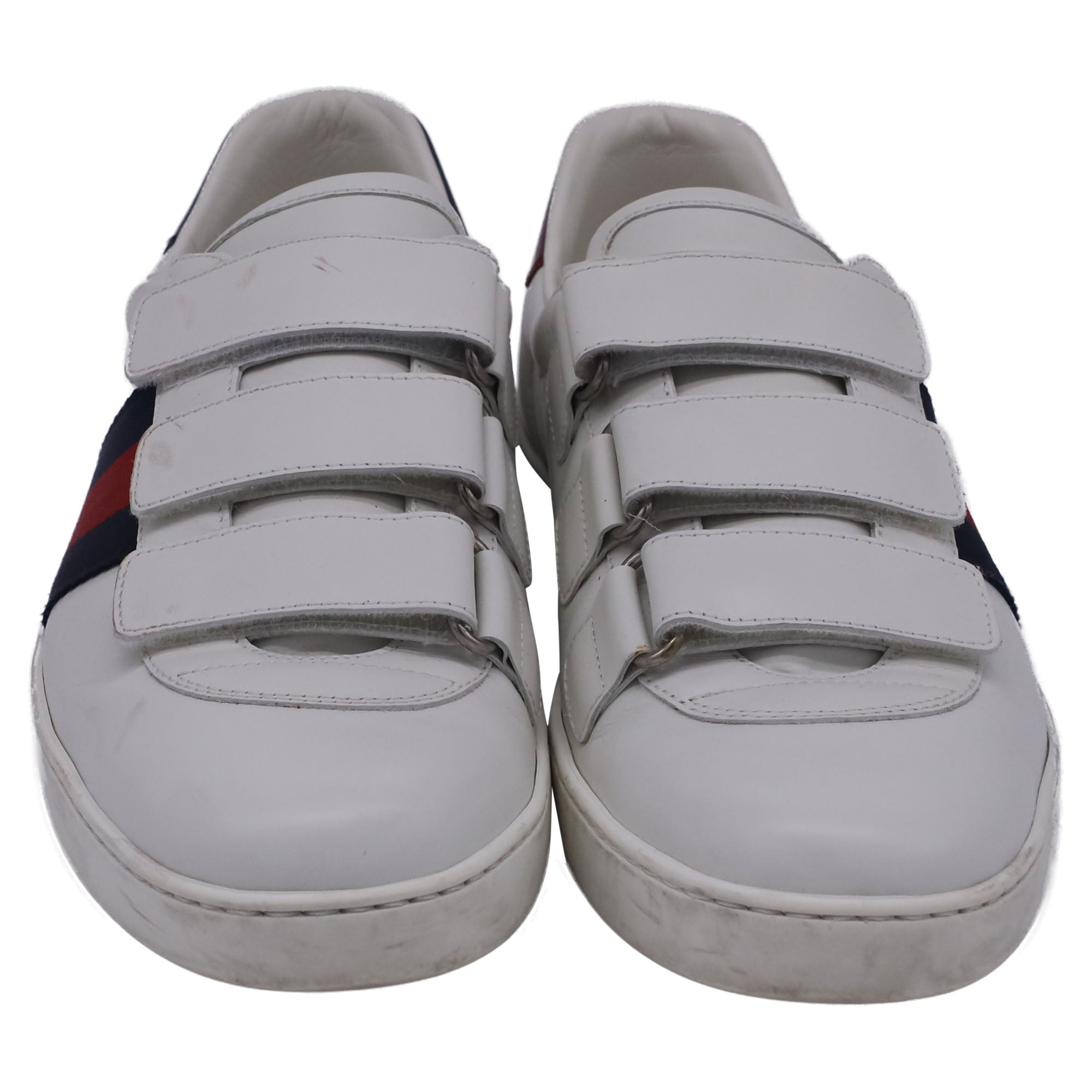 Gucci Ace Grip Low-Top Sneakers in White Leather
