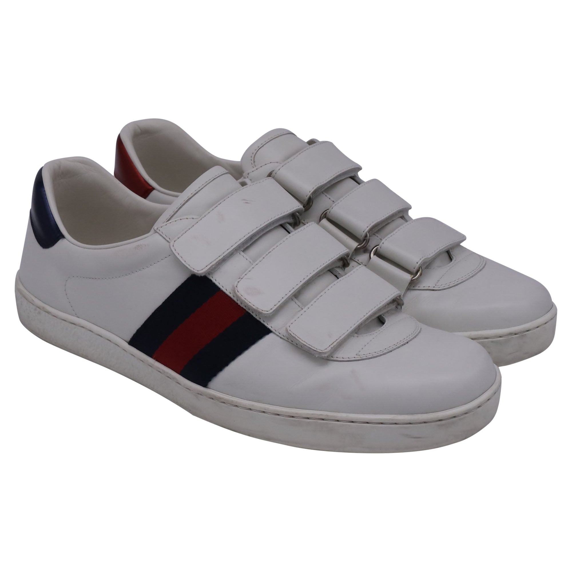 Gucci Ace Grip Low-Top Sneakers in White Leather