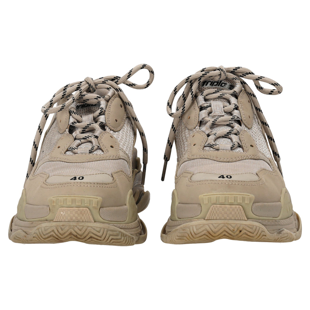 Men's Balenciaga Triple S Sneakers in Beige Polyester