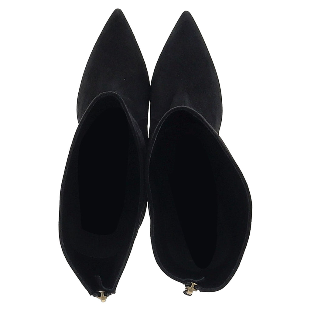 Women's Dior Pointed-Tie Zipped Knee-High Boots in Black Suede