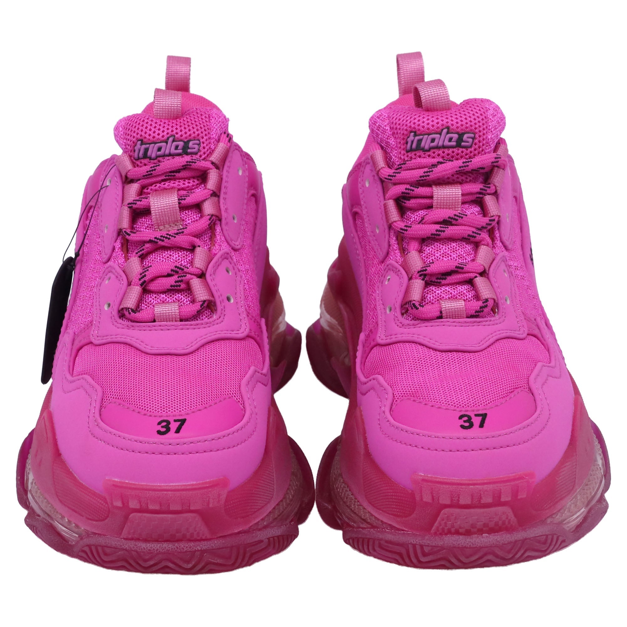 Women's Balenciaga Triple S Clear Sole Sneakers in Pink Polyester