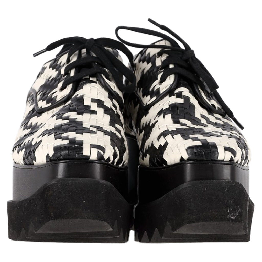 Stella McCartney Elyse Woven Platform Sneakers in Black and White Leather