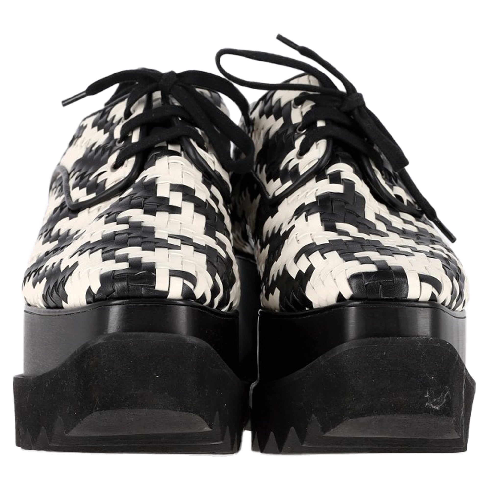 Stella McCartney Elyse Woven Platform Sneakers in Black and White Leather