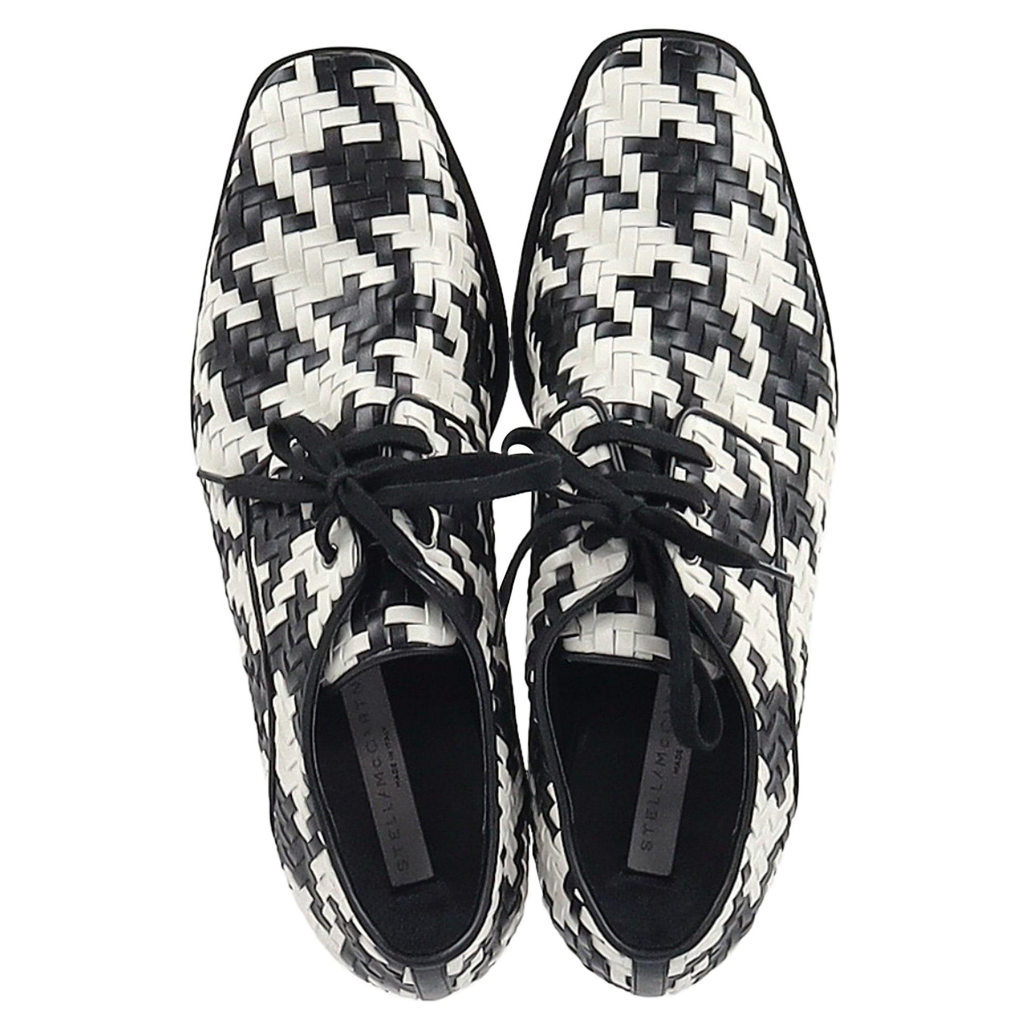 Stella McCartney Elyse Woven Platform Sneakers in Black and White Leather