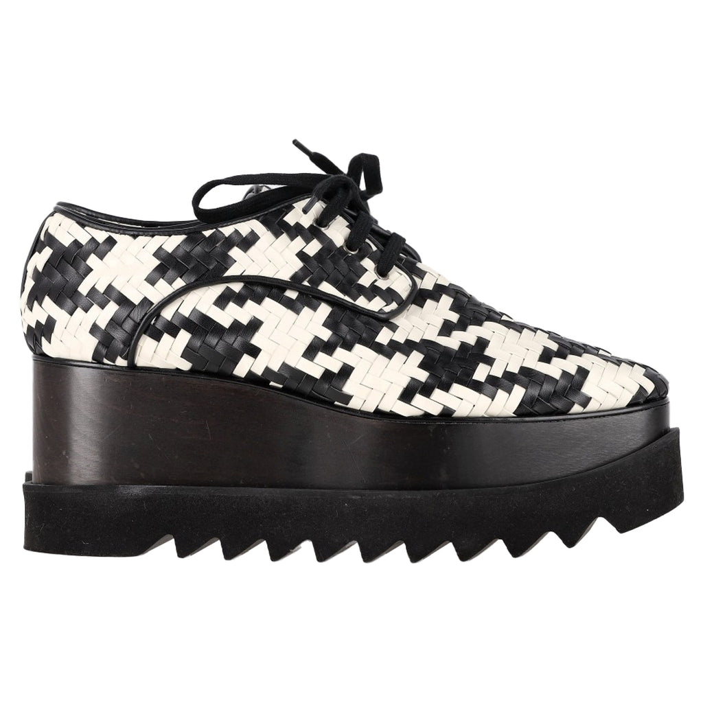 Stella McCartney Elyse Woven Platform Sneakers in Black and White Leather