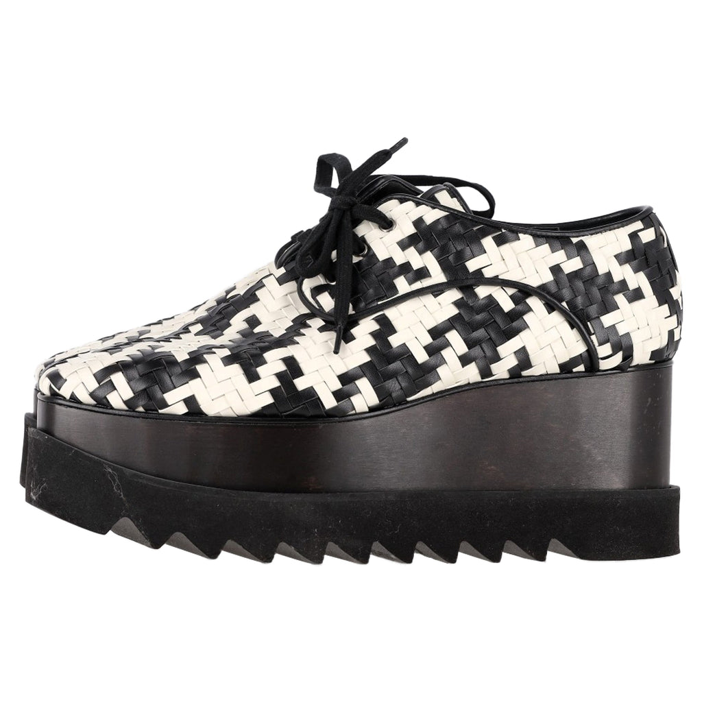 Stella McCartney Elyse Woven Platform Sneakers in Black and White Leather