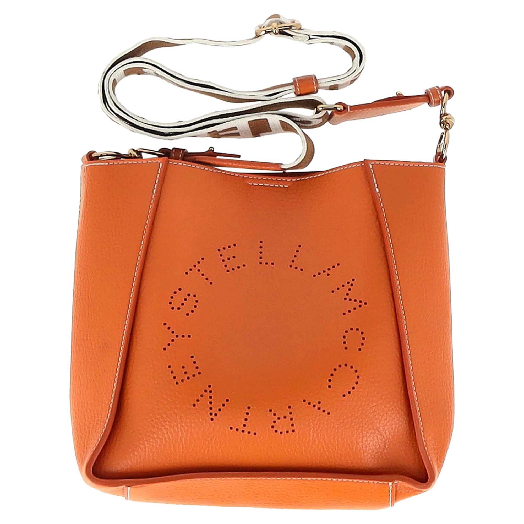 Logo Crossbody Bag Perforated Faux Leather Mini