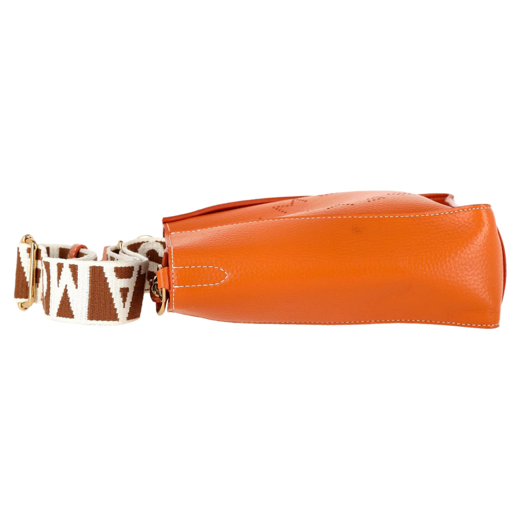 Logo Crossbody Bag Perforated Faux Leather Mini