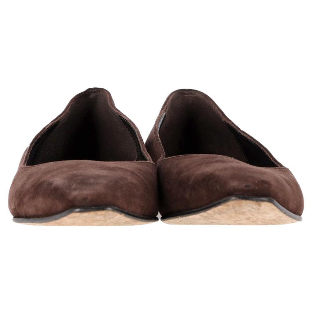 Manolo Blahnik Gelista Ballet Flats in Brown Goat Suede
