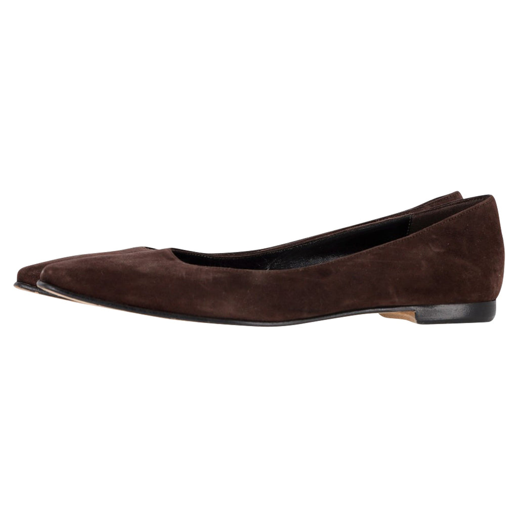 Manolo Blahnik Gelista Ballet Flats in Brown Goat Suede