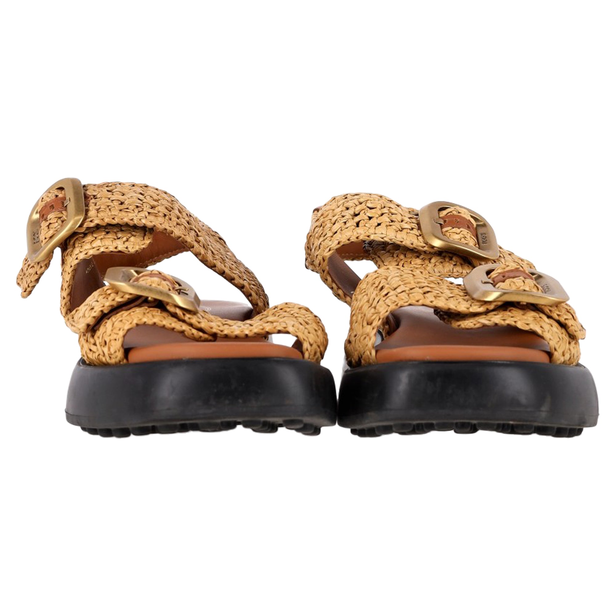 Women's Tod's Woven 45mm Sandals in Beige Raffia