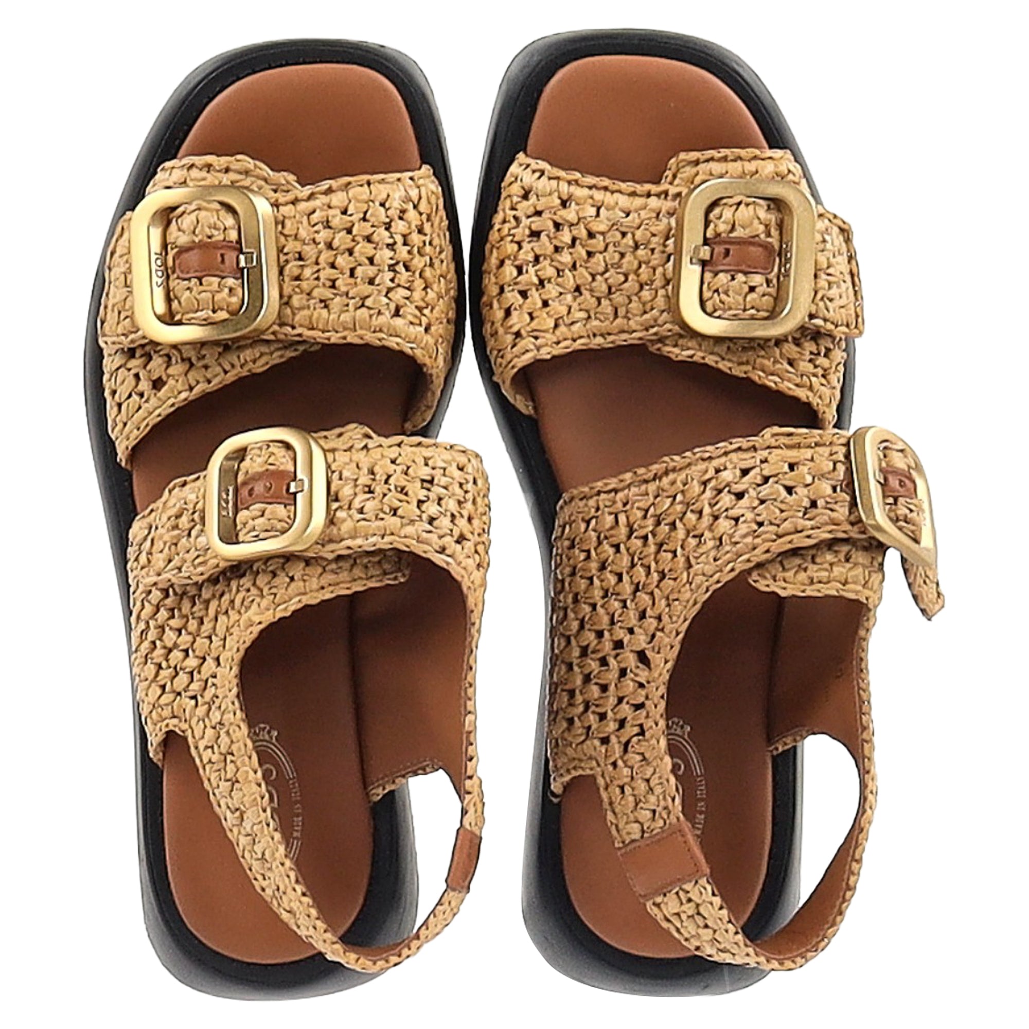 Women's Tod's Woven 45mm Sandals in Beige Raffia