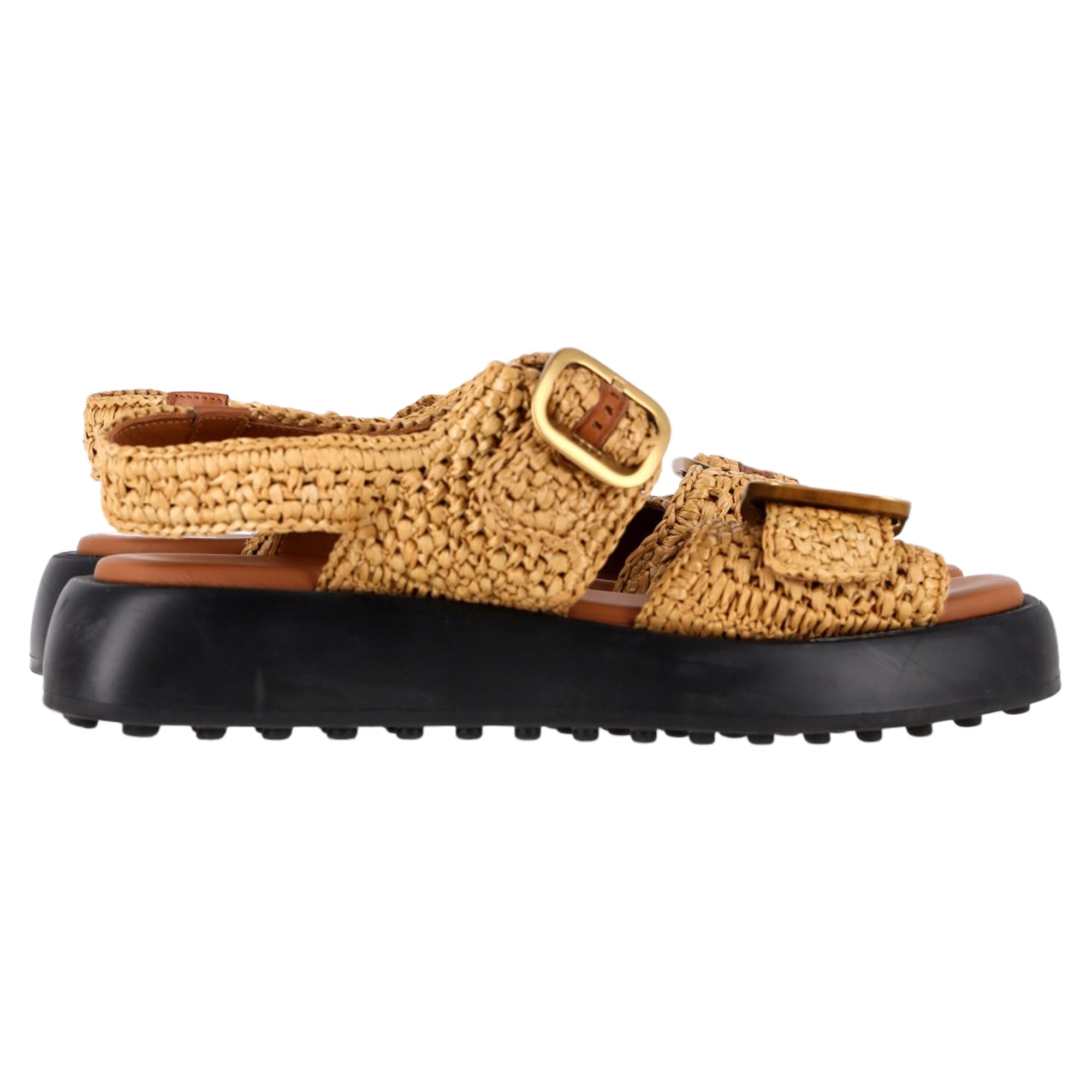 Women's Tod's Woven 45mm Sandals in Beige Raffia