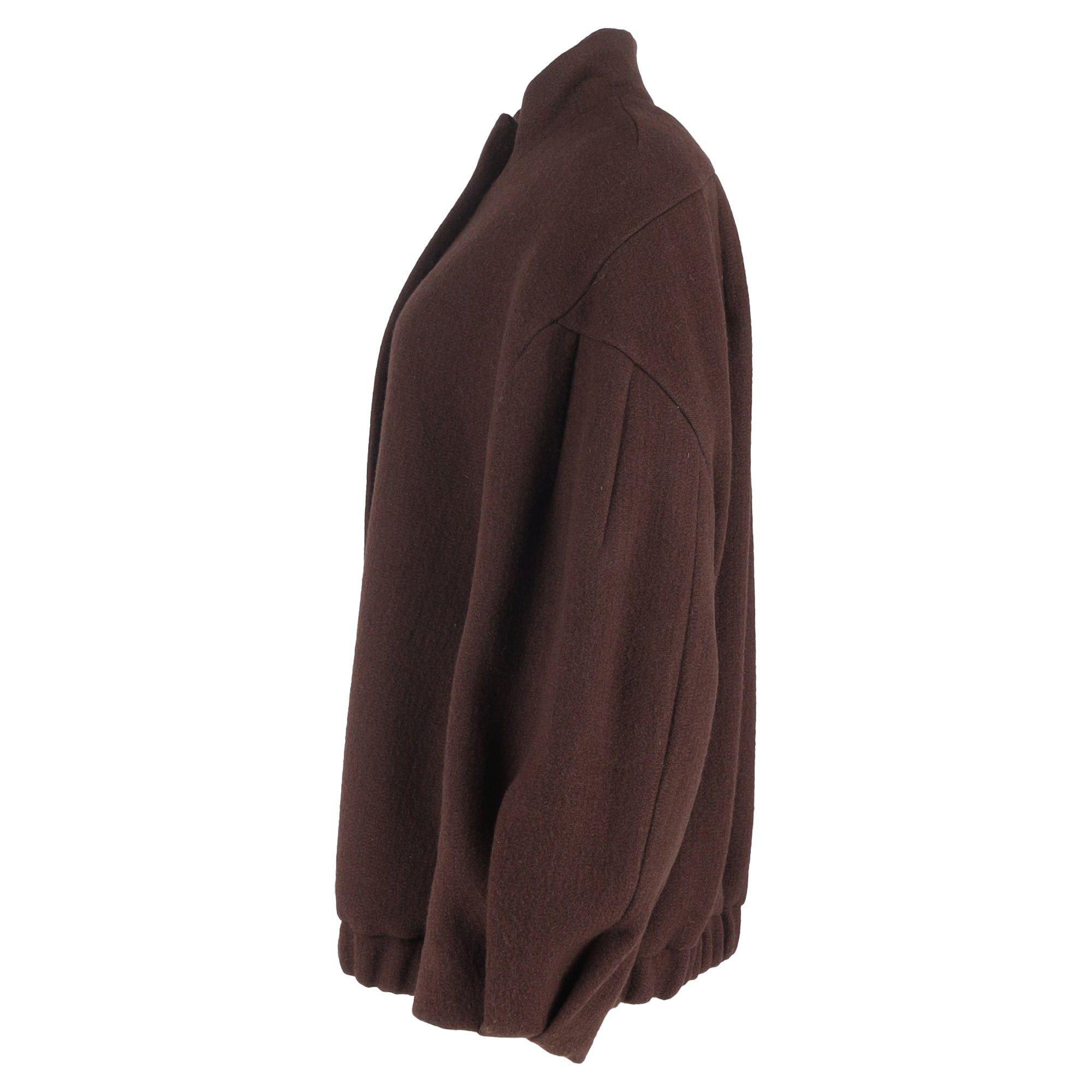 Dries Van Noten Hidden-Zipped Bomber Jacket in Brown Wool