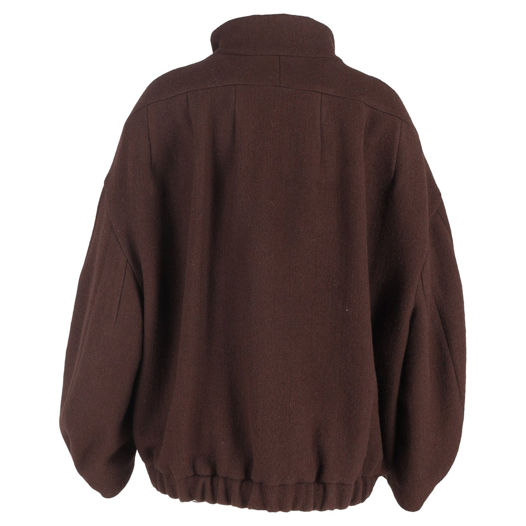 Dries Van Noten Hidden-Zipped Bomber Jacket in Brown Wool