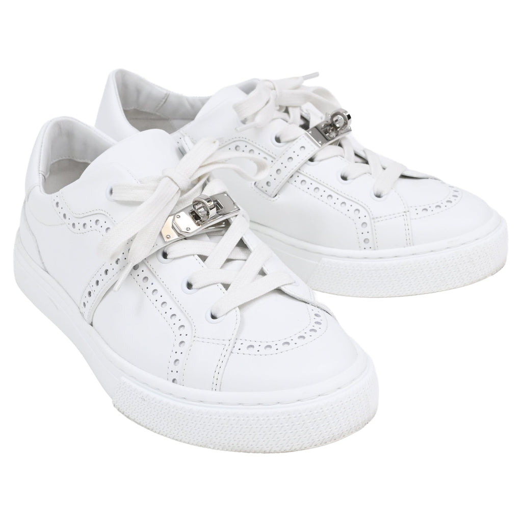 Hermès Day Low Top Sneakers in White Leather
